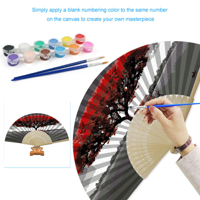Mangrove Oil Paint Folding Fan By Numbers DIY Painted Art Digital Oil Painting
