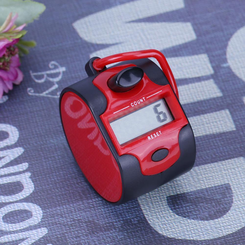 Tally Counter Clicker 5 Digit Number Handheld Manual Digital Counter Red