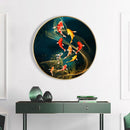 Nine Fish Full Round Drill Mosaic DIY Wall Art Picture of Rhinestone Decora