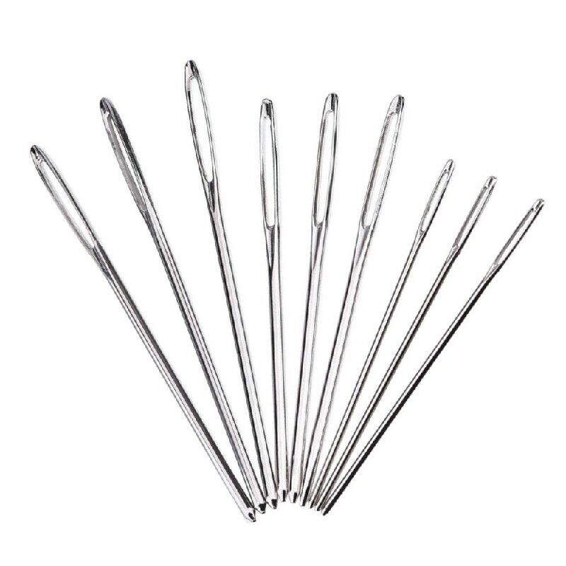 9x Large-eye Blunt Needles Steel Yarn Knitting Needles forHand Sewing Darn hot.