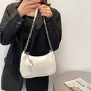 Fashion Women PU Pure Color Shoulder Underarm Hobos Bag Handbag (White)