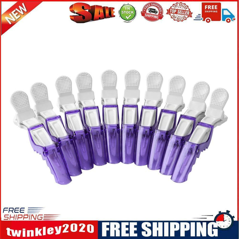 10pcs Plastic Salon Hair Clip Set Hairdressing Crocodile Hair Grip (Purple)