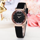 Star Sky Rhinestone Dial Quartz Watch Women PU Leather Strap Analog Wristwatch