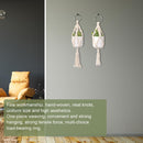 2X Hand-woven Flower Pot Cotton Rope Tassel Hanging Basket Net Pocket Gardening`
