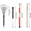 Drum Sticks Brushes Kit?Jazz Folk Acoustic Music w/ velvet black bag V4Y8