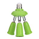 3 in 1 E27 to E27 Lamp Base Socket Splitter LED Light Bulb Holder (Green) Newly