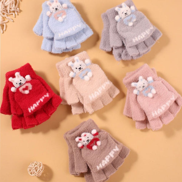 Warm Knitted Gloves Flip Fingerless Gloves Autumn Winter Half Fingers Mittens