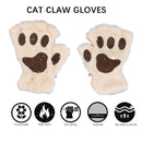 Cat Paw Gloves - Warm Furry Cat Gloves Cat Mittens Half Finger Bear Paw Glove