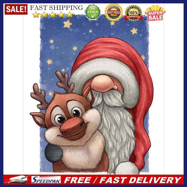 Cartoon Santa Elk Oil Paint By Numbers Kits DIY Handpainted on Canvas Wall Art