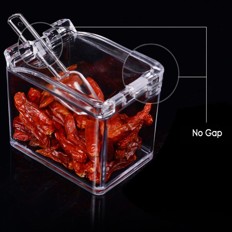 Transparent Seasoning Box Four Compartment Safe Material Seasoning Jar Set