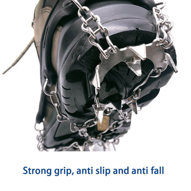 19 Studs Ice Gripper Spikes Stainless Steel Climbing Crampons (Black XL)