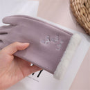 Windproof Winter Warm Gloves Touch Screen Embroidered Plush For Women