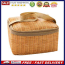 Portable Wicker Rattan Outdoor Food Picnic Bag Waterproof Insulated Lunch Box
