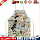 Kitchen Linen Apron Flower Cats Print Home Restaurant Cooking Baking Bib