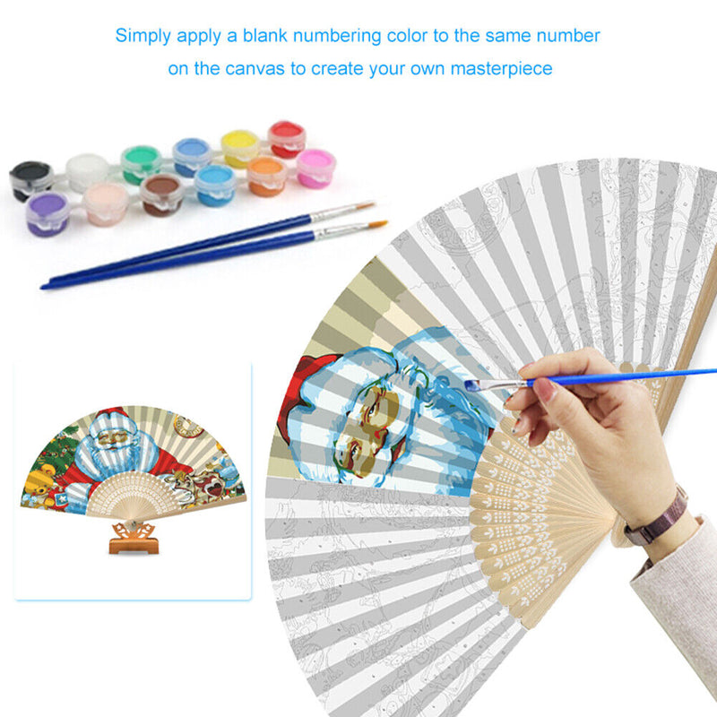 DIY Oil Paint By Numbers Santa Animal Fan Canvas Artwork Living Room Hand Paint
