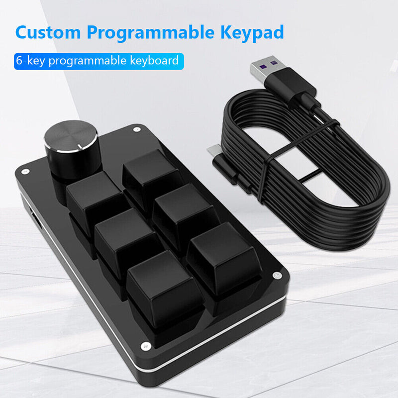 RGB Macro Keyboard Knob 6 Key + 1 Knob Programmable One-handed Mechanical Keypad