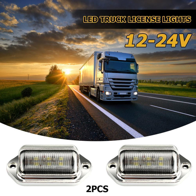 2pcs Car License Plate Light 12-24V Truck Trailer 6LED Tail Step Side Lamp