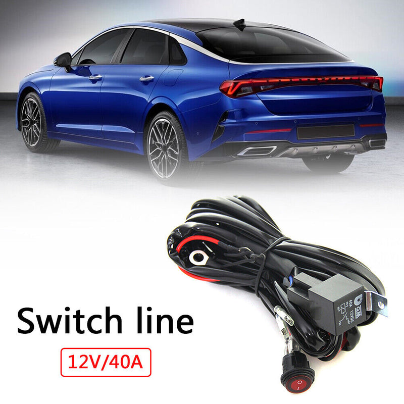 LED Light Bar Wiring Harness Kit On/Off Switch 40A 12V Power Relay Fuse Newly