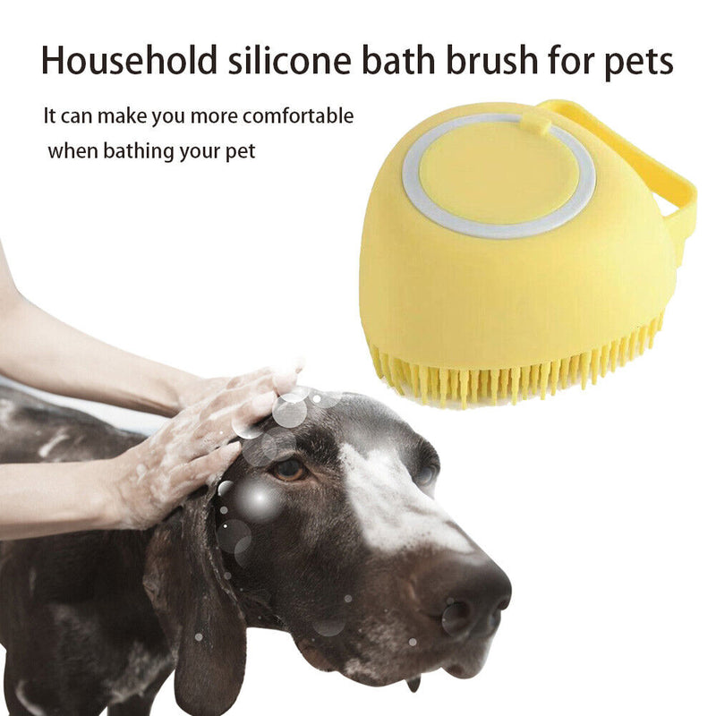 Soft Pet Dog Bath Shower Shampoo Brush SPA Massage Clean Scrubber (Yellow) Newly