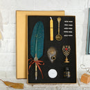 Retro with Nib Ink Bottle Calligraphy Feather Dip Pen Kit (Dark Green) Newly