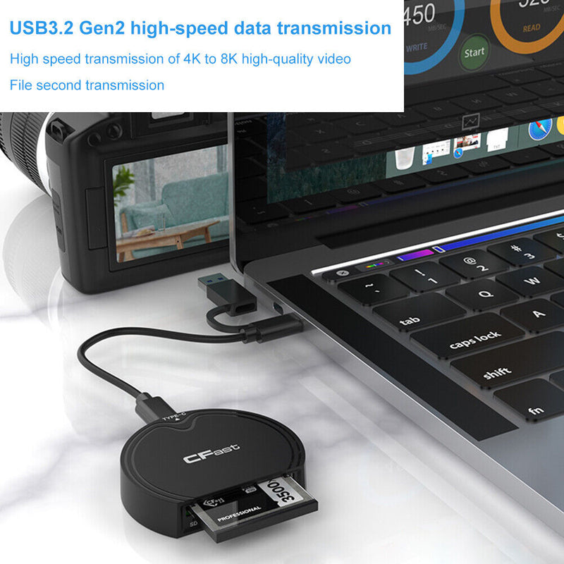 Rocketek Memory Card Adapter Portable 2 in 1 Card Reader Support for CFast/SD