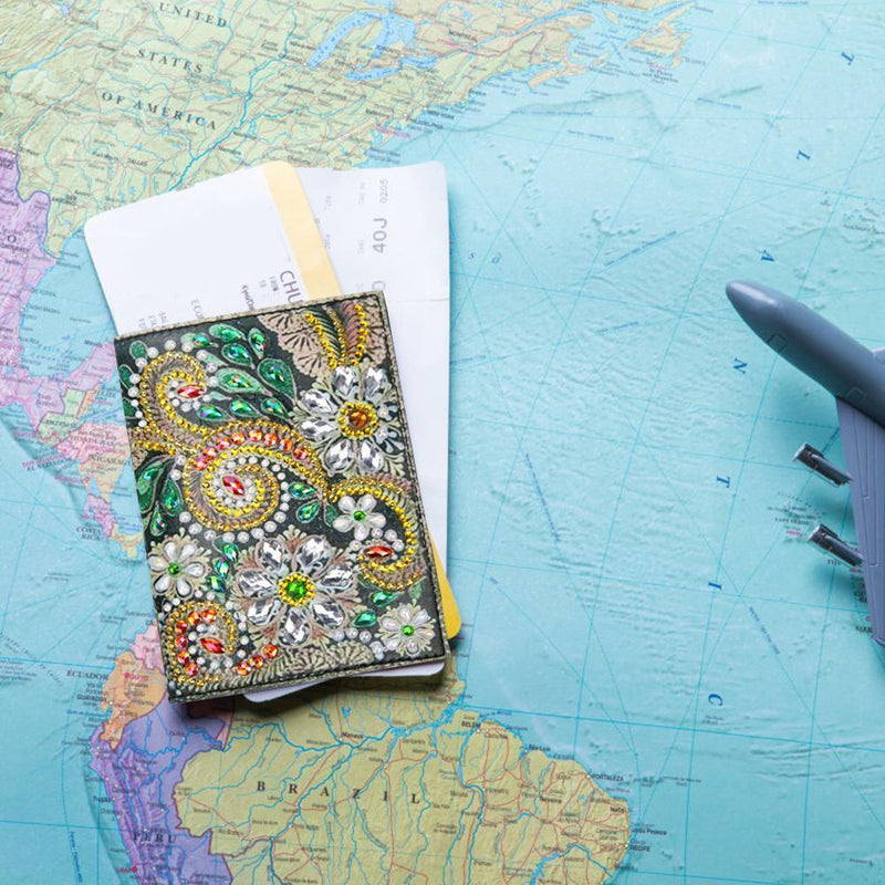 DIY Special Shaped Diamond Painting PU Leather Passport Protective Cover Newly