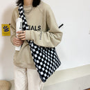 Casual Plaid Pattern Plush Top-handle Pouch Women Street Shopping Messenger Bags