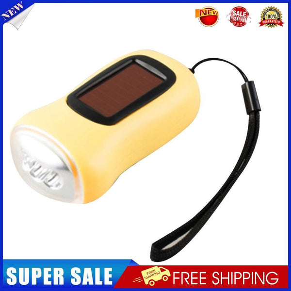 Hand Crank Solar Dynamo Torch Lamp Outdoor Emergency LED Flashlight (yellow