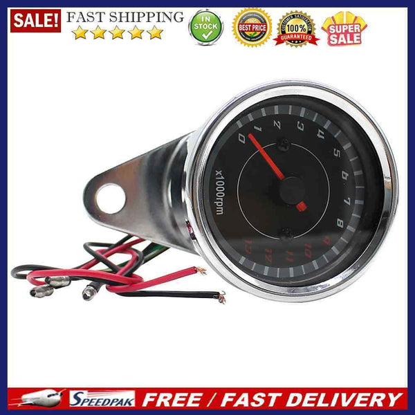 12V Motorcycle Tachometer Analog RPM Gauge Tach with Blue LED Backlight 13000RPM
