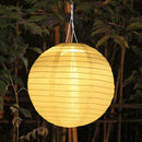 8 inch LED Round Solar Lantern Waterproof Pendant for Garden Decor (White) Newly