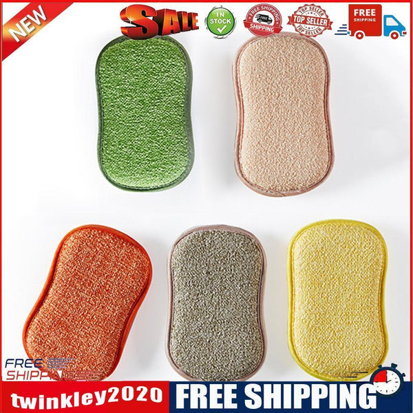 5x Reusable Kitchenware Scouring Pad 2 Sided Bowl Pot Sponge Cleaning Cloth