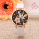 Lvpai Top Women Classic Flower Leather Bracelet Quartz Watch (White)
