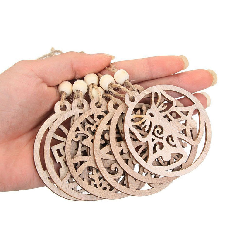 Wooden Pendants Hanging Ornaments Xmas Tree Wood Chip Christmas Decorations