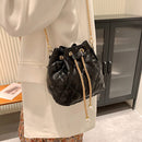 Fashion Rhombic Crossbody Bucket Bag Women Drawstring Chain Shoulder Handbags