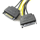 Dual 15Pin SATA Male To PCIe 8Pin(6+2) Male Video Card Power Cable