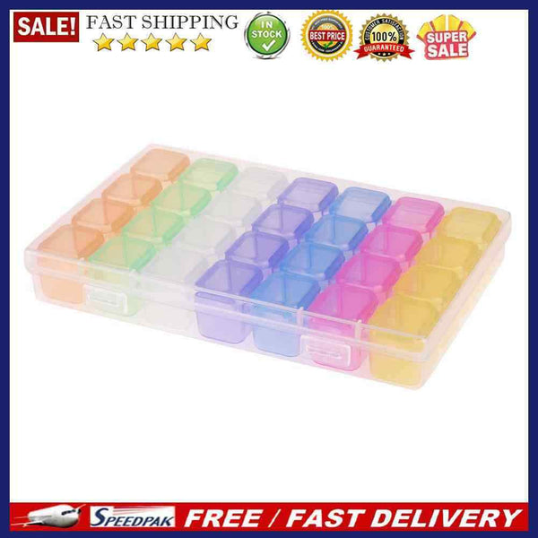 28 Slot Plastic Storage Box Nail Rhinestone Jewelry Display Case(Colorful)