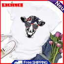 Independence Day Cow Glasses Tea T-Shirt (White XXL)