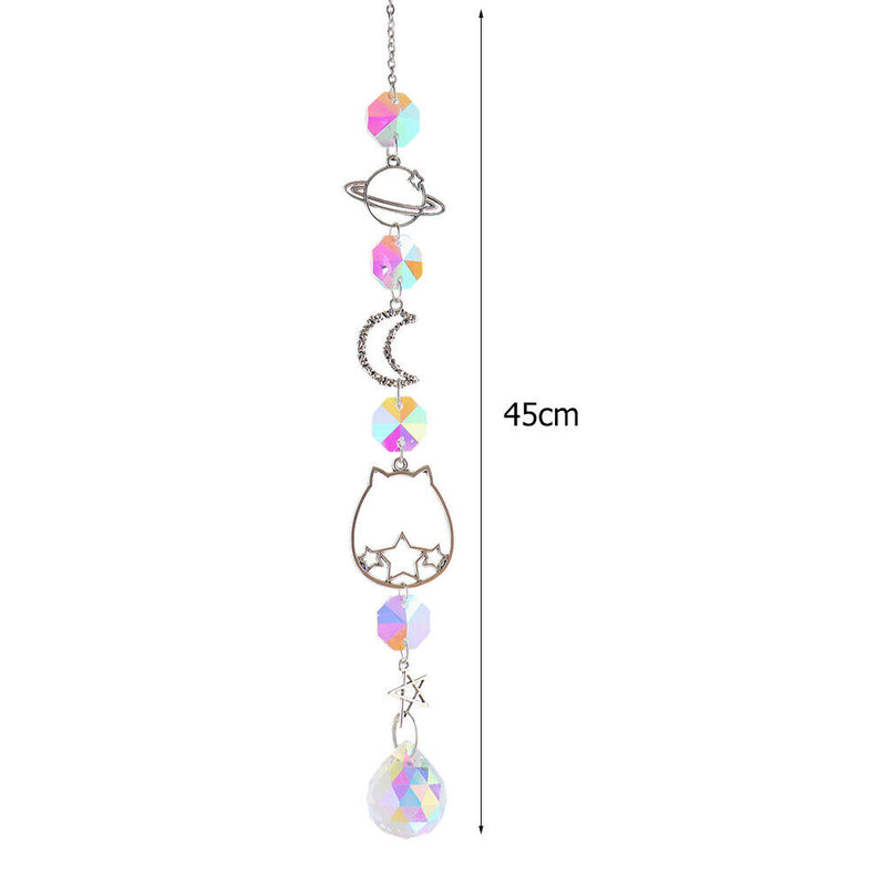 #A Crystal Wind Chimes Colorful Planet Star Moon Metal Hanging Prisms Light Catc