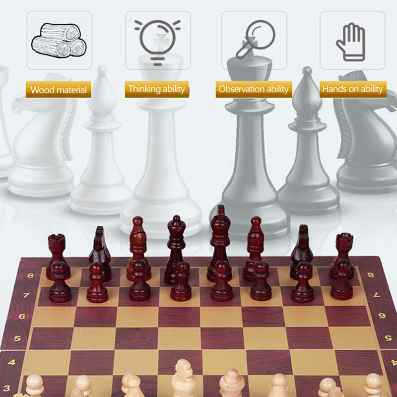 2 in 1 International Chess Checkers Set, Classic Magnetic Chess Pieces Board