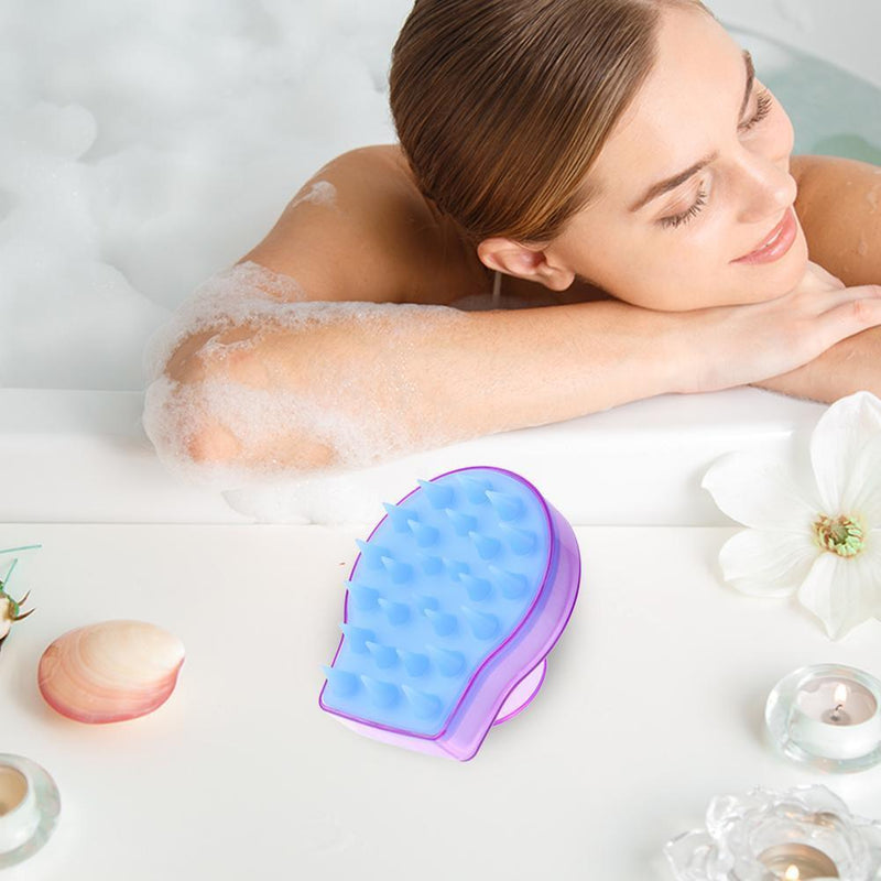 Silicone Shampoo Scalp Massage Brush Shower Body Massager Brushes (Purple)