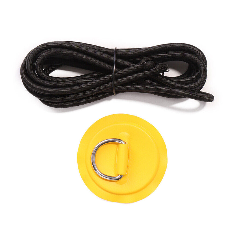 Stainless Steel D Ring Patch 2.5m Rope Kit for Paddle Board (Yellow) Newly