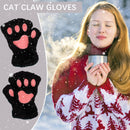 Cat Paw Gloves Durable Plush Cat Paw Fingerless Faux Fur Gloves (Black) Newly