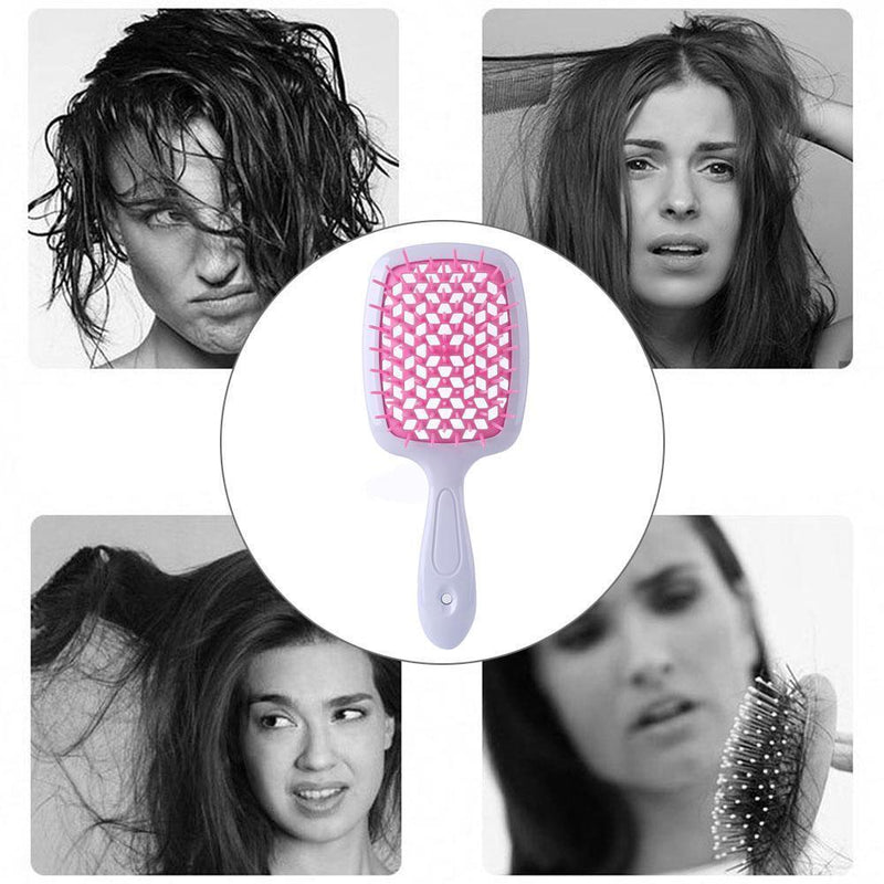 Wide Teeth Air Cushion Comb Scalp Massage Salon Hair Brush (White Pink)