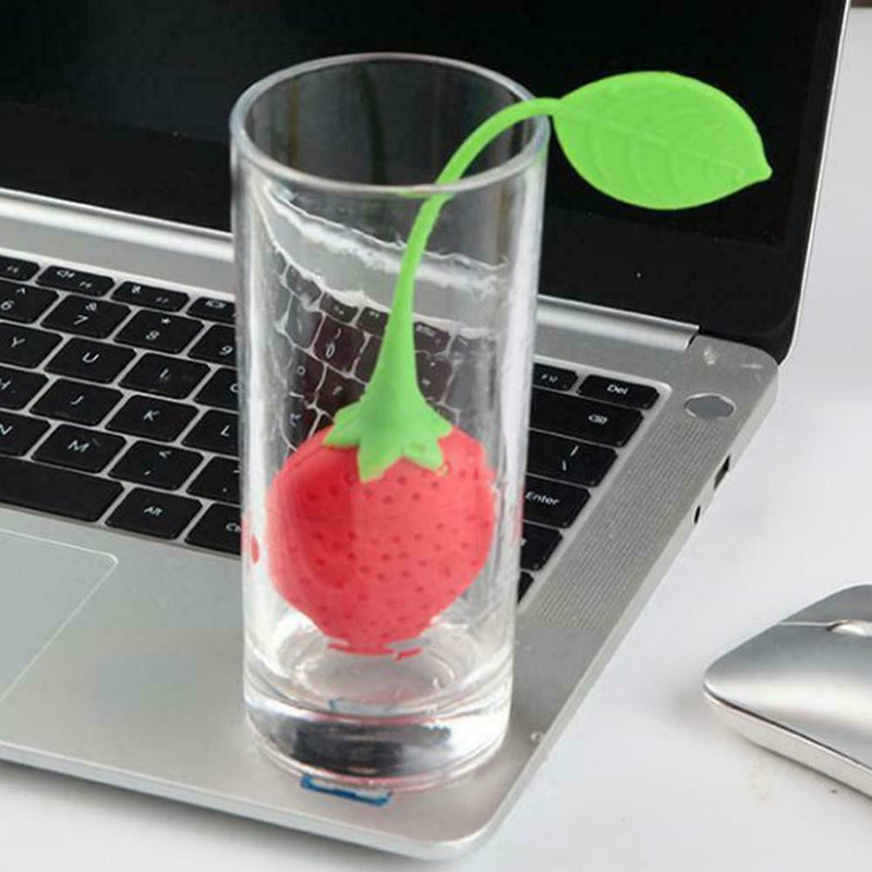 Strawberry Shape Silicone Leaf Loose Tea Infuser Filter Ball Strainer G5N2