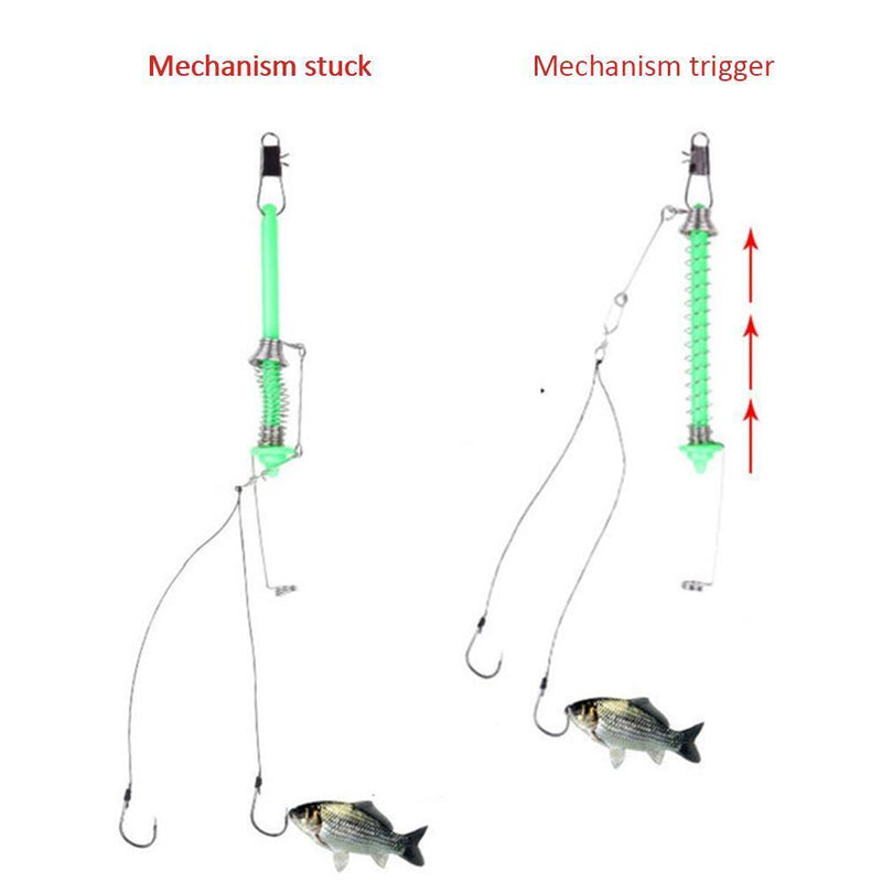 Fishing Hooks Automatic Spring Catch Ejection Jig Head Lure Tackle (Black)