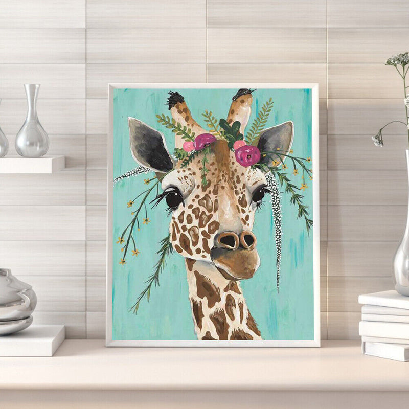 Flower Giraffe Oil Paint By Numbers DIY Handpainted on Canvas Home Decorati