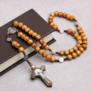 Christian Wood Beads Necklace Rosary Necklace Cross Necklace Cross Pendant