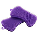 Silicone Dish Washing Brush Pot Pan Dish Sponge Cleaner Scrubber (Purple) Newly