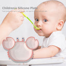 Baby Silicone Plate Kids Cartoon Crab Dishes Suction Feeding Bowls (Pink) Newly