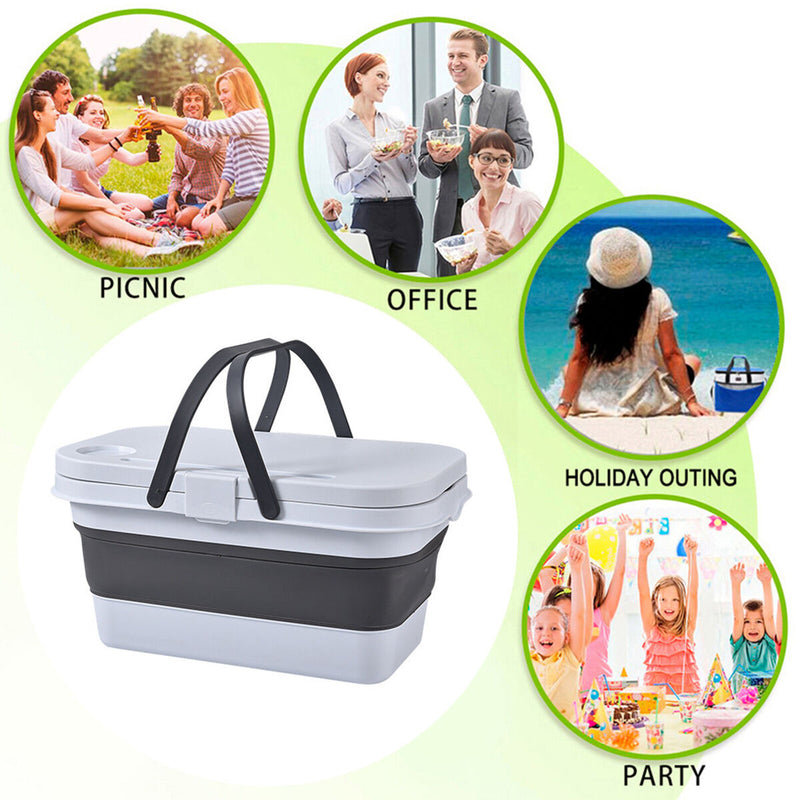 Folding Camping Storage Box with Handle Portable Picnic Fruits Basket Supplies